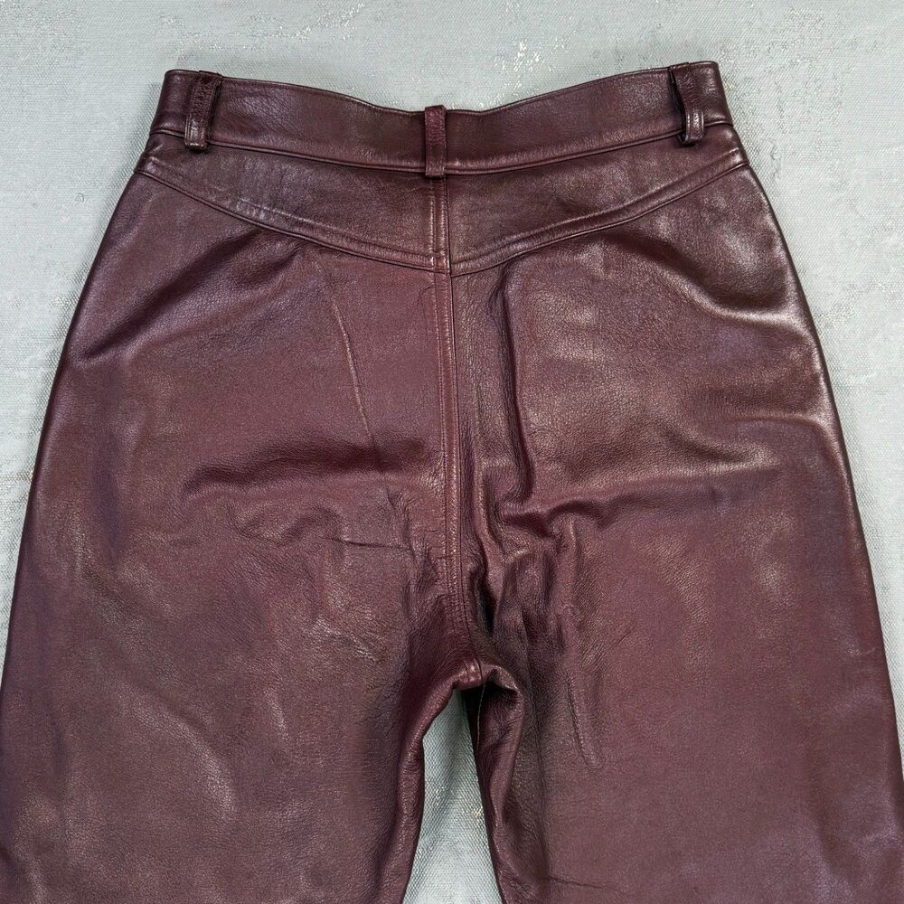 Vintage Leather Renditions Dark Redish-Brown Leather Pants Sz. 4, Fit 26 x 30 - Picture 6 of 6